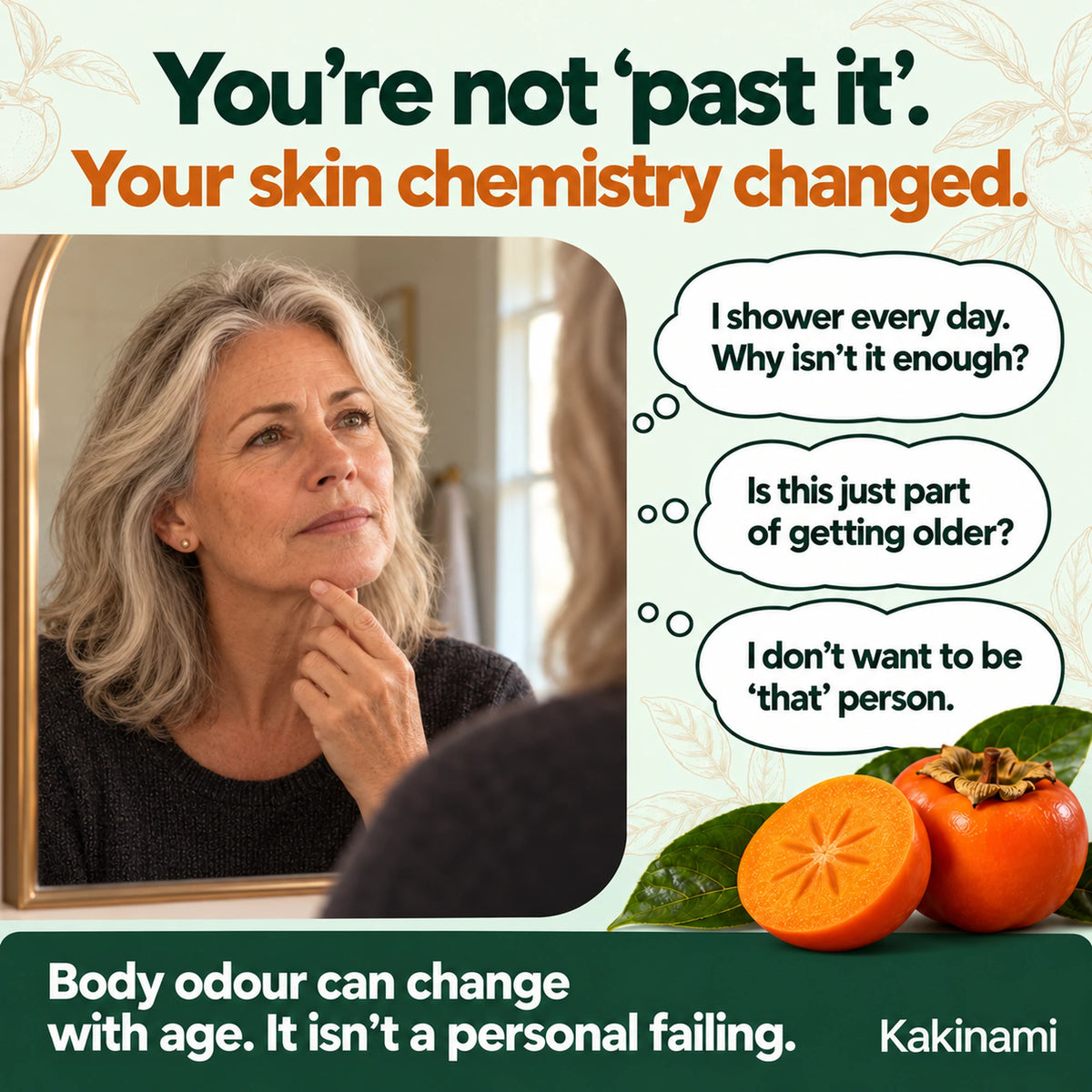 Mature woman considering age-related skin chemistry changes
